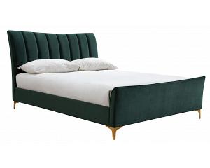 4ft Small Double Clover green velvet fabric upholstered bed frame